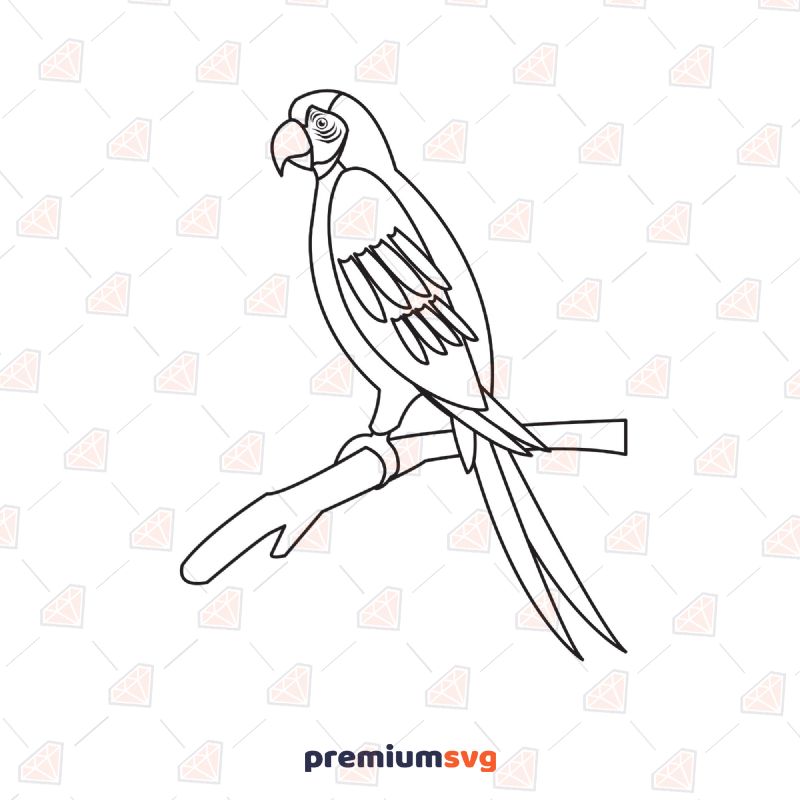Parrot Clipart SVG, Parrot On Branch SVG Instant Download Bird SVG Svg
