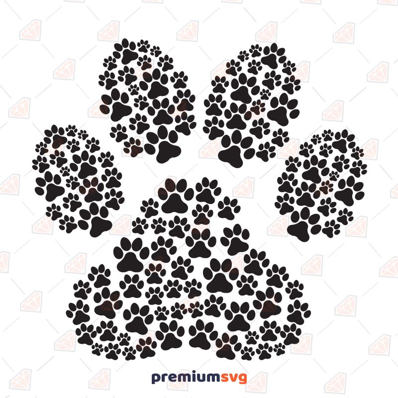 Paw Made from Paws SVG, Paw Vector Instant Download Pets SVG Svg