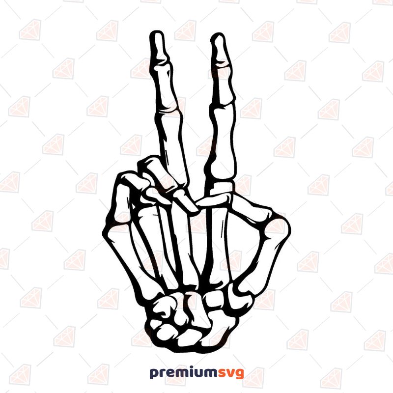 Peace Sign Skeleton Hand SVG Cut File, Peace Sign Vector Files Halloween SVG Svg