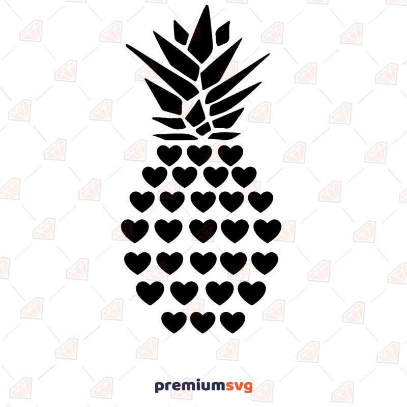 Pineapple From Hearts SVG, Fruit Heart SVG Vector File Fruits and Vegetables SVG Svg