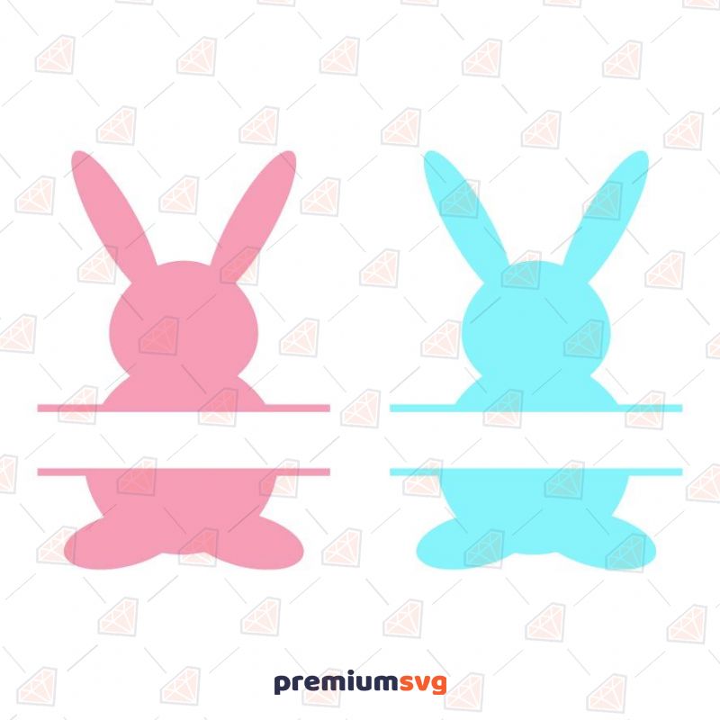 Pink and Blue Bunny Monogram SVG Easter Day SVG Svg