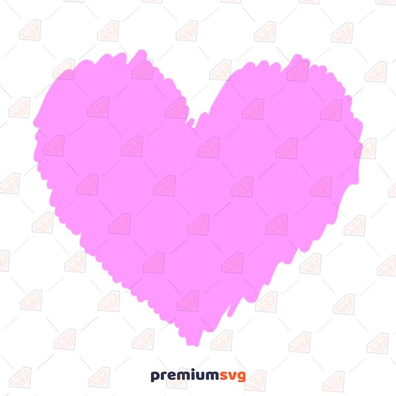 Pink Doodle Heart SVG, Pink Brush Heart SVG Instant Download Drawings Svg