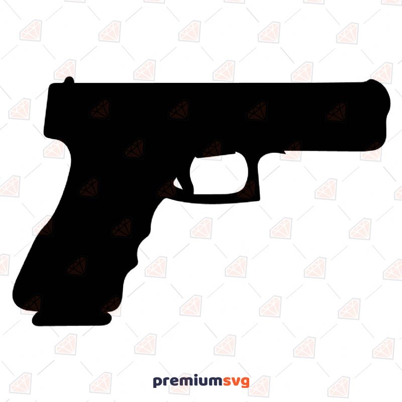 Pistol Gun SVG Cut File, Basic Gun Silhouette Vector Objects Svg