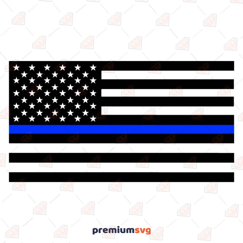 Police Flag SVG, Thin Blue Line SVG Cut Files Police SVG Svg