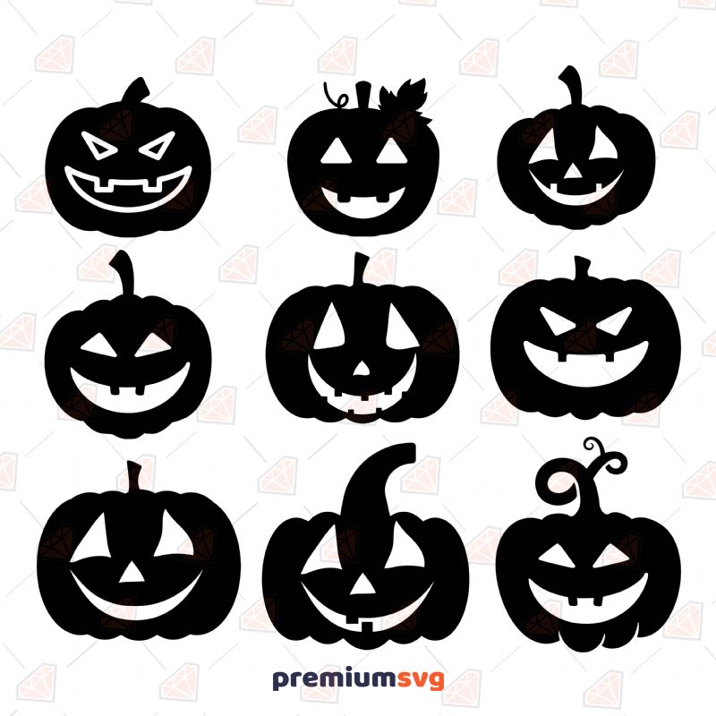 Pumpkin Faces SVG Bundle, Pumpkin Bundle SVG Instant Download Halloween SVG Svg