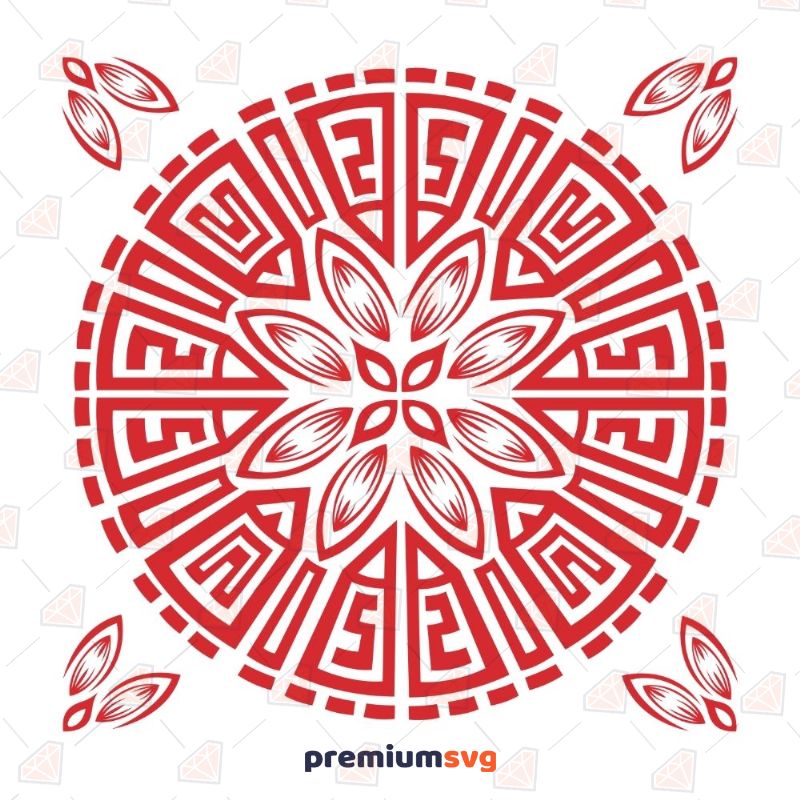 Red Decorative Ornament Tile SVG, Red Decor SVG Vector Geometric Shapes Svg