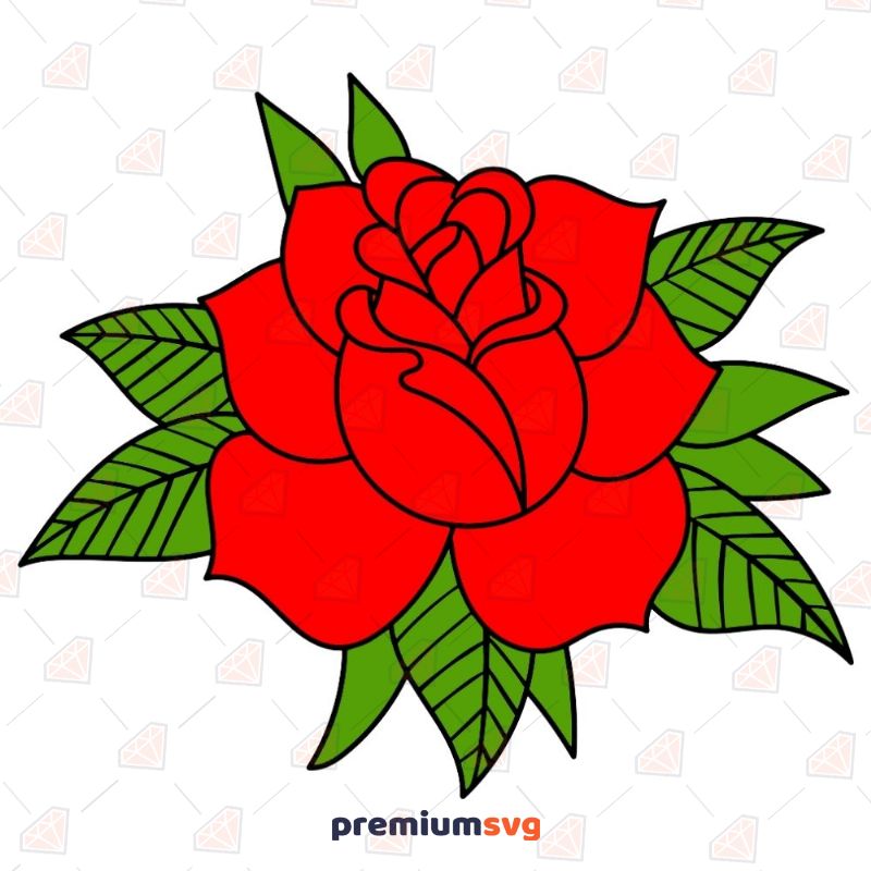 Red Rose SVG, Rose Vector Instant Download Flower SVG Svg