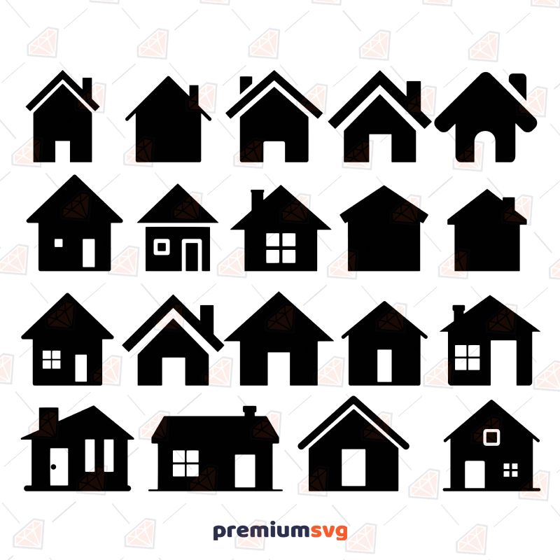 Simple Houses SVG Bundle, Basic House Clipart Files Building And Landmarks Svg