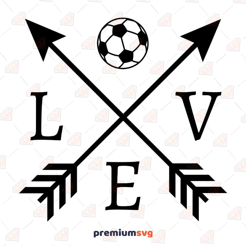 Soccer Love Arrow SVG, Love Soccer Instant Download Football SVG Svg