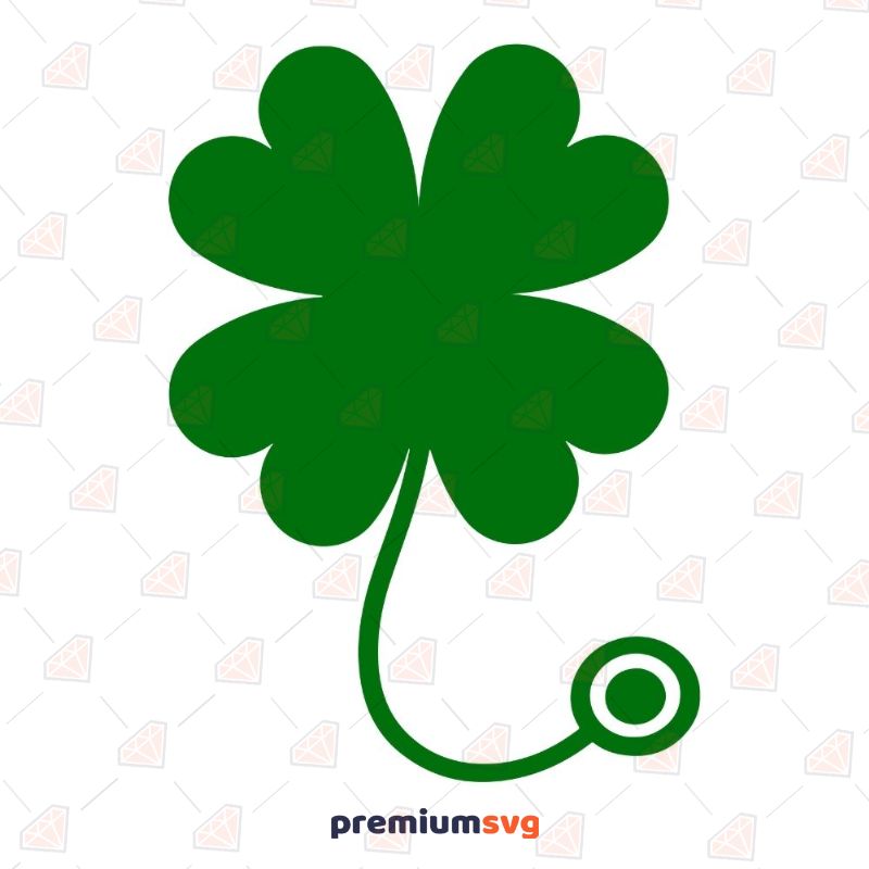 Stethoscope Shamrock SVG, Lucky Nurse SVG Vector Files St Patrick's Day SVG Svg