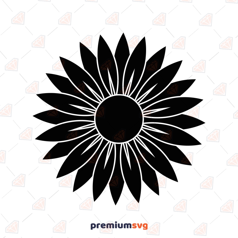 Sunflower SVG Vector File, Black Flower Clipart Sunflower SVG Svg