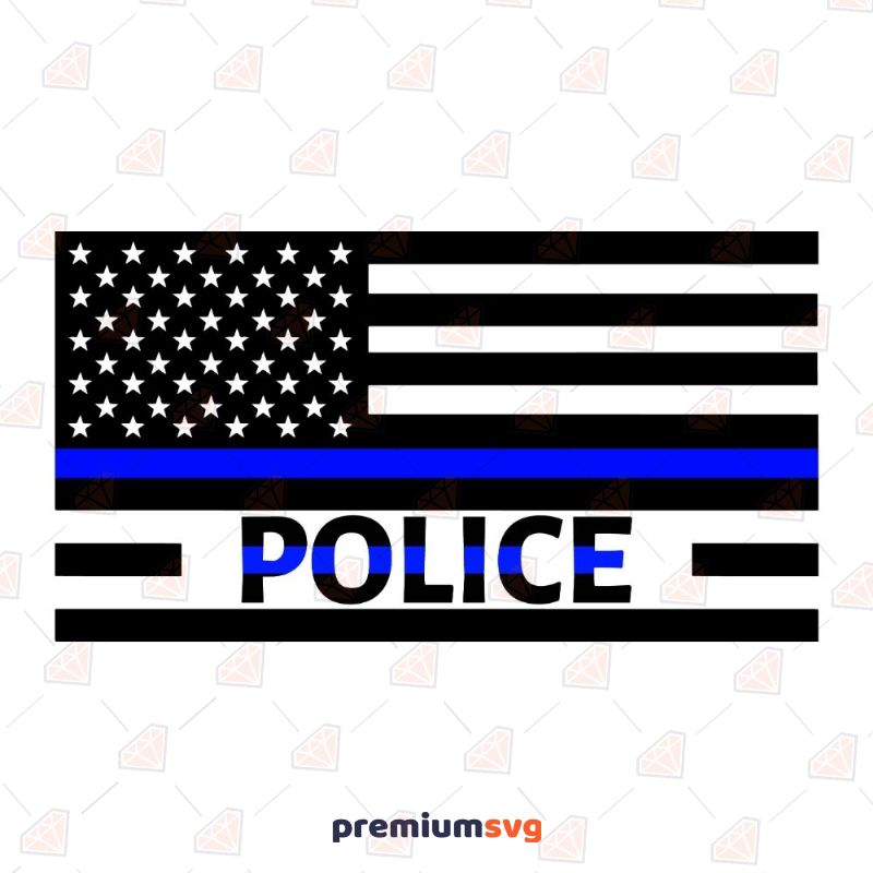 Thin Blue Line Flag With Police Police SVG Svg