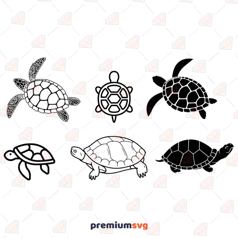 Black Turtle SVG Bundle, Turtle Bundle Vector Instant Download Sea Life and Creatures SVG Svg