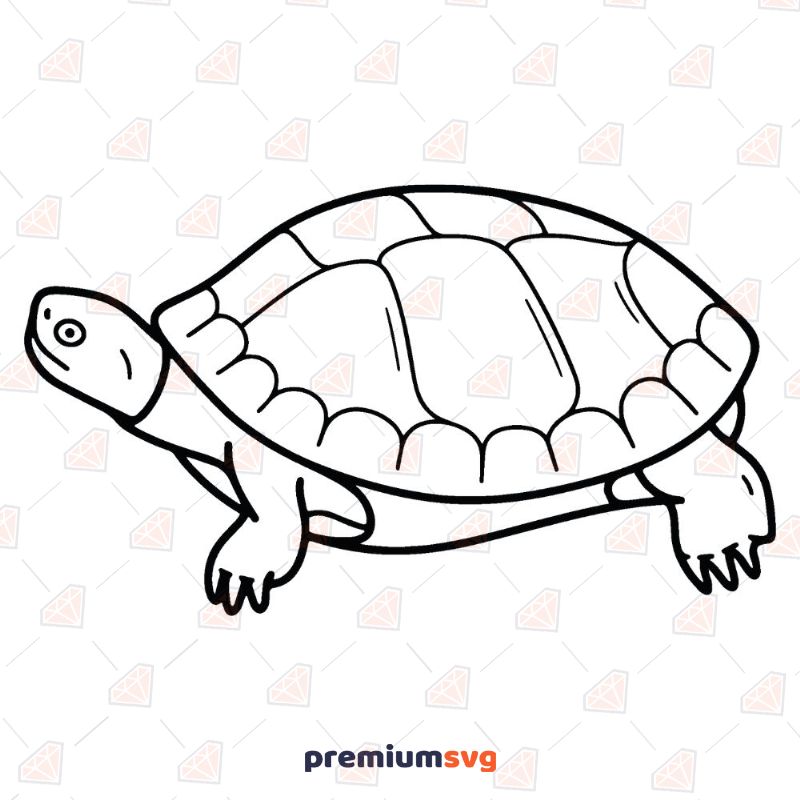 Walking Turtle Black And White Sea Life and Creatures SVG Svg