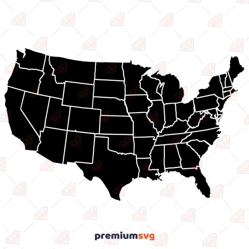 50 States of America Map SVG Flag SVG Svg