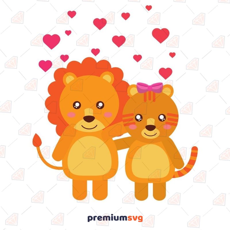 Valentine Lion and Lioness SVG Valentine's Day SVG Svg