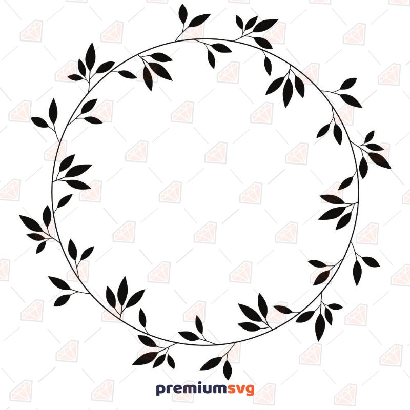 Floral Vine Wreath SVG, Floral Wreath Vector Instant Download Drawings Svg