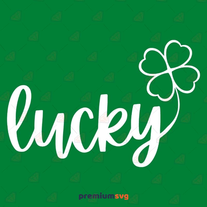 Lucky with Shamrock Outline SVG St Patrick's Day SVG Svg