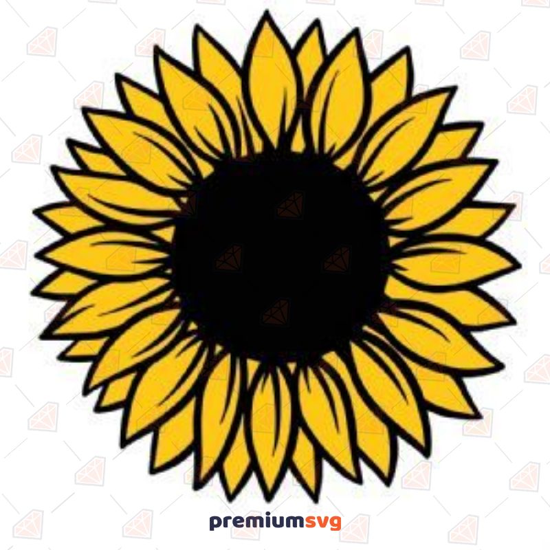 yellow sunflower clipart outline