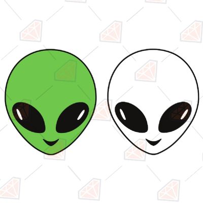 2 Alien Faces SVG, Alien Face Bundle SVG Instant Download Sky/Space