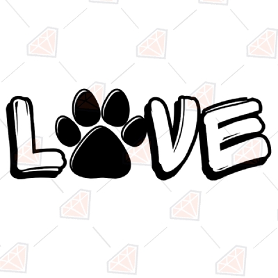 Love Paw SVG Cut Files, Paw Print Love Vector Files Pets