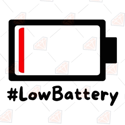 Low Battery SVG Vector File, Low Battery Icon T-shirt
