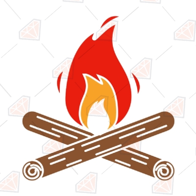 Camp Fire with Food Svg Cut Files, Fire Clipart Camping