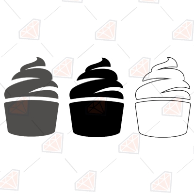Cup of Ice Cream Clipart Cut Files, Ice Cream SVG Vector Files Drawings
