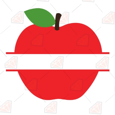 Monogram Apple Svg & Clipart Vector Files,  Split Apple Svg Vector Illustration