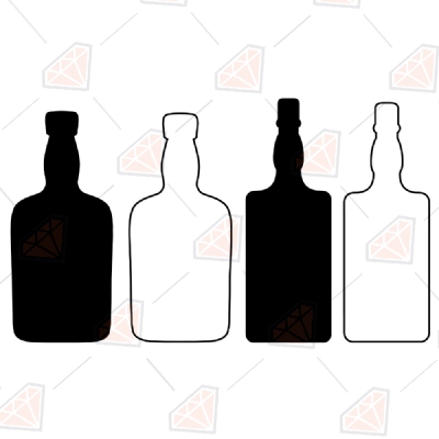 Whiskey Bottle Bundle SVG Cut Files, Bottle Outline SVG Vector Illustration