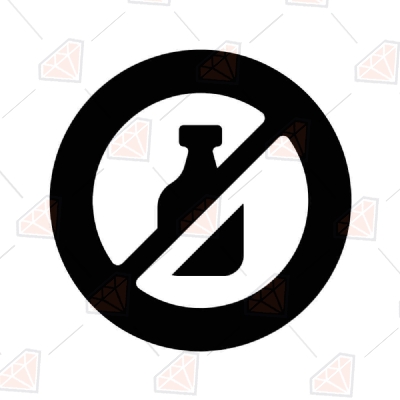 No Drinking SVG Cut File, No Drink with Bottle Clipart Drinking