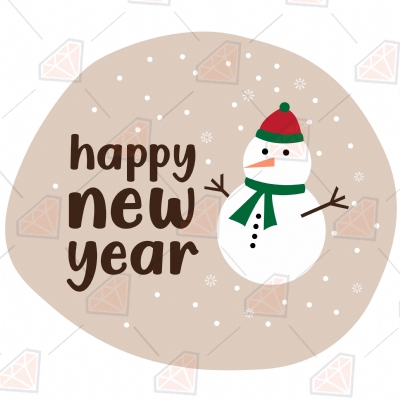 Happy New Year with Snowman SVG New Year