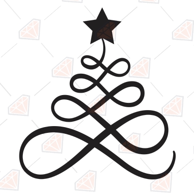Christmas Line Tree with Star SVG Cut File Christmas