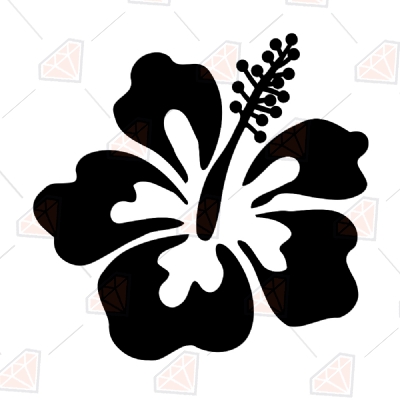Black Hibiscus Flower SVG Cut Files, Hibiscus Clipart Instant Download Drawings