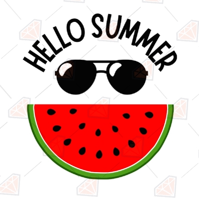 Hello Summer Watermelon SVG, Watermelon Sunglasses Clipart T-shirt
