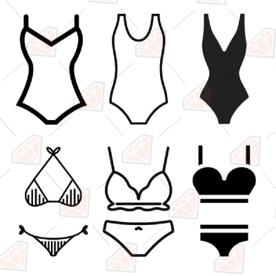 Bikini & Swimsuit Bundle SVG File, Swimsuits Instant Download Summer