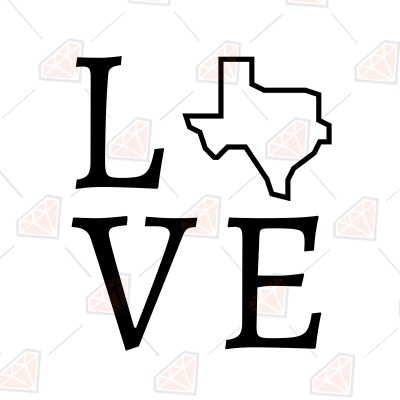 Texas Love SVG Vector File, Texas Map Outline SVG USA SVG