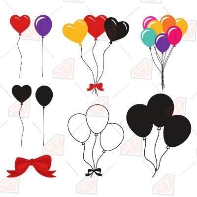Balloons Bundle Svg Clipart & Cut Files, Balloons Vector Files Vector Illustration