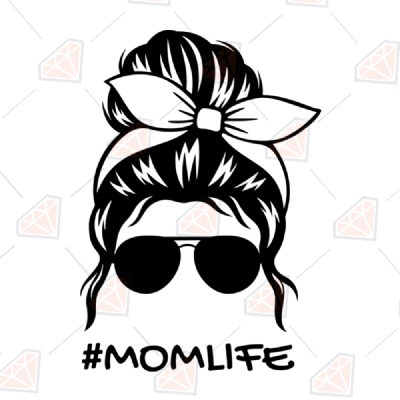 Black Messy Bun SVG Cut File | Mom Life Bandana SVG Messy Bun SVG