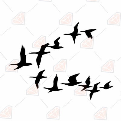 Flying Storks Flock SVG & Silhoette File, Flock of Birds SVG Instant Download Bird SVG