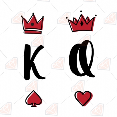 King and Queen SVG, K & Q Instant Download T-shirt SVG