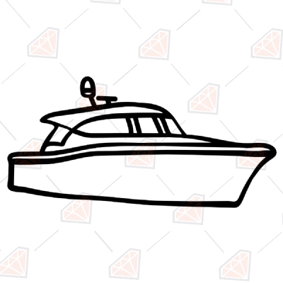 Yacht SVG Cut Files, Speed Boat Clipart Vector Illustration