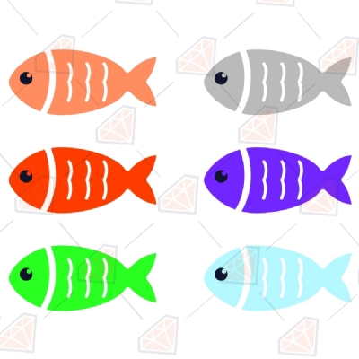 Cute Colorful Fish Clipart Files, Fish Bundle SVG Cut Files Cartoons