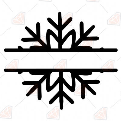 Black Snowflake Monogram SVG Cut File, Snowflake Vector Files Drawings
