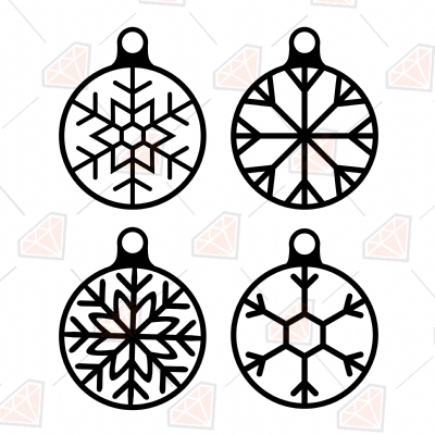 Snowflake Christmas Balls SVG & DXF Cut File Christmas