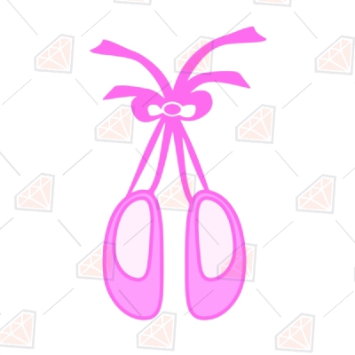 Pink Ballet Shoes Svg Cut Files, Ballet Balarina Clipart Files Vector Illustration