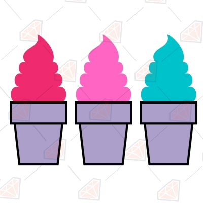 Ice Cream Cups Svg Vector Files, Ice Creams Clipart Files  Summer