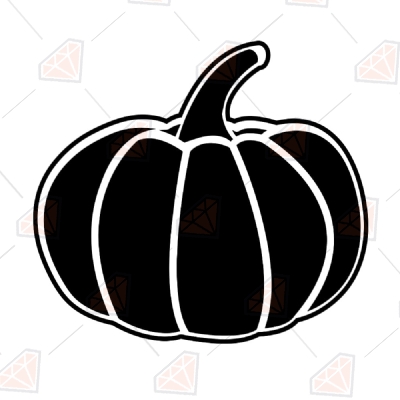 Black Pumpkin with Outline SVG, Basic Halloween Pumpkin Clipart Halloween SVG
