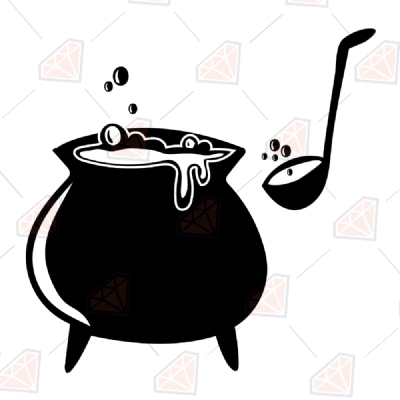 Boiling Cauldron with Spoon SVG Cricut Files | Halloween Pot Clipart Halloween