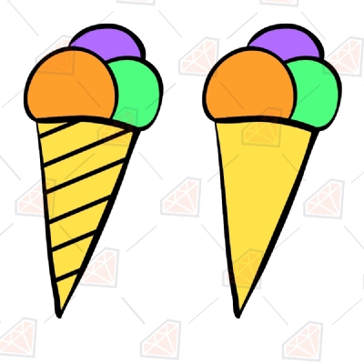 Colorful Ice Creams Svg Vector Files, Ice Creams Clipart Summer